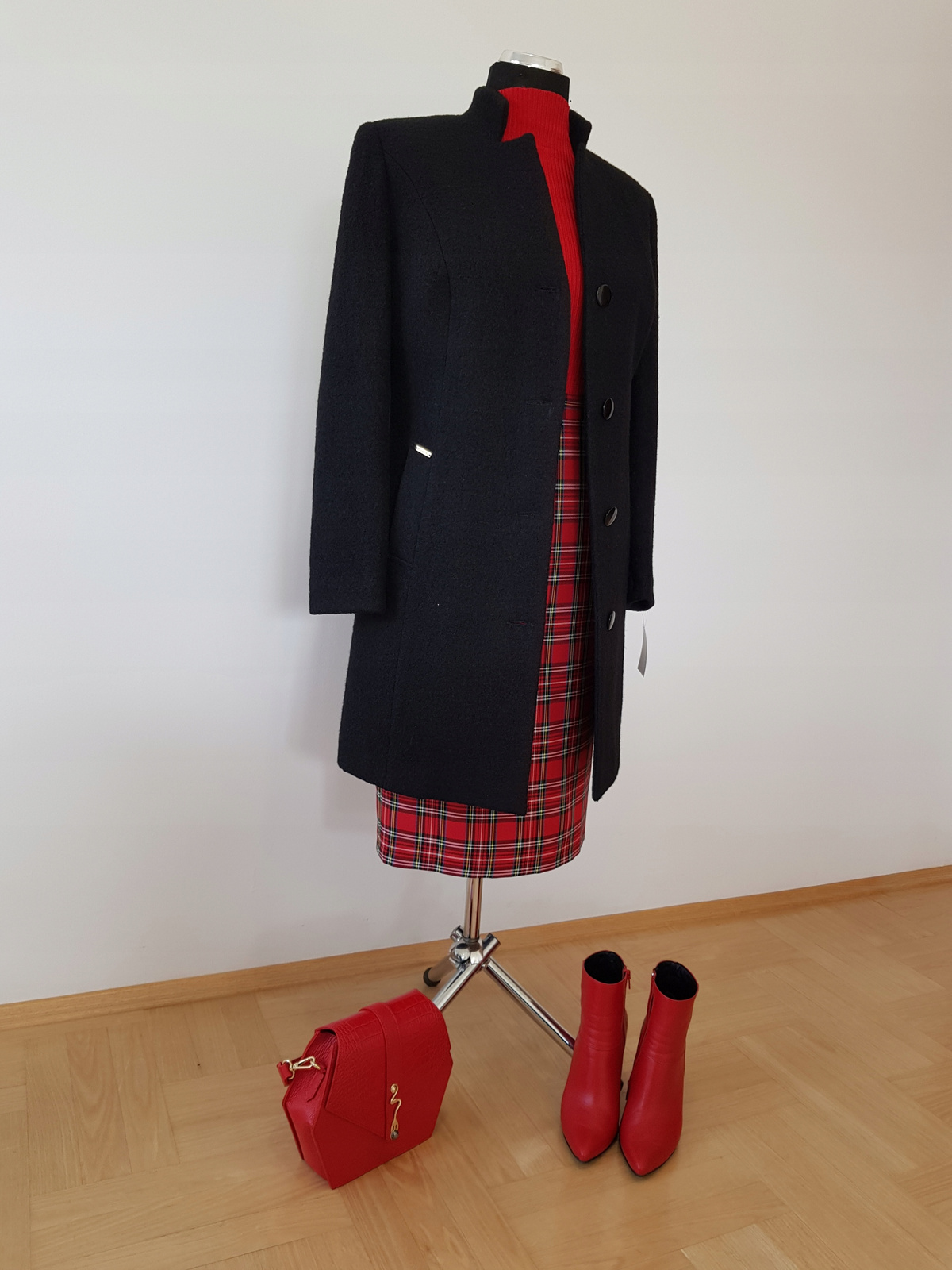 PŁASZCZ CZARNY WEŁNIANY S-XXXL