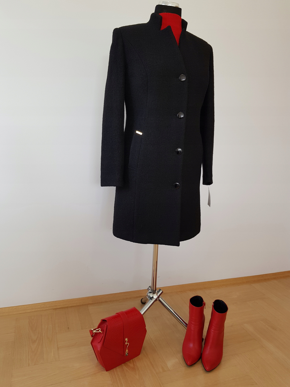 PŁASZCZ CZARNY WEŁNIANY S-XXXL
