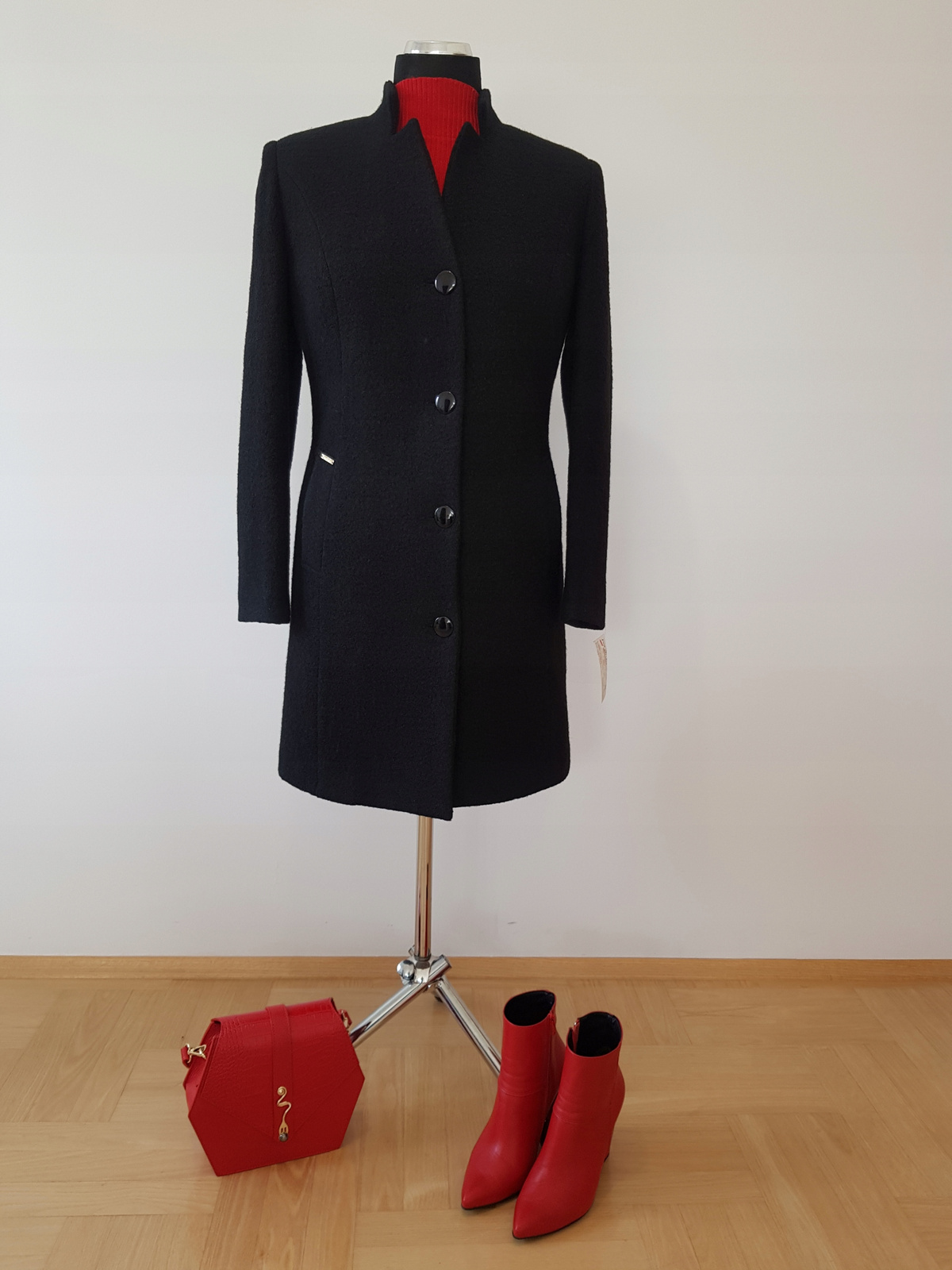 PŁASZCZ CZARNY WEŁNIANY S-XXXL